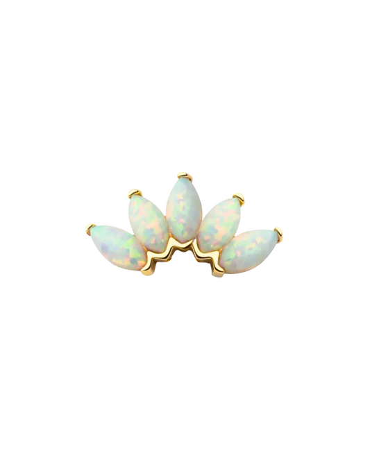 14K Gold Opal Marquis Chevron Threadless Top