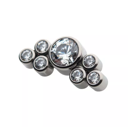 Titanium Chevron Seven-Gemstone CZ Internally Threaded Top