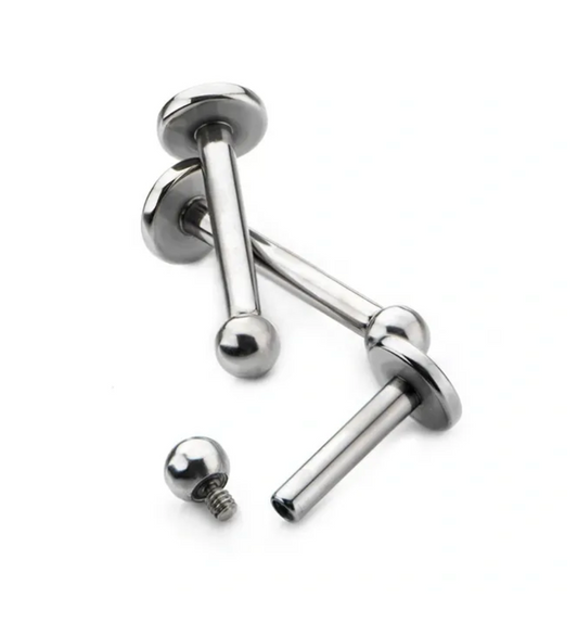 F-136 Titanium Labret Internally Threaded Ball Top