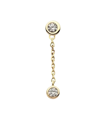 14k Gold Bezel Double 3mm Clear CZ Threadless