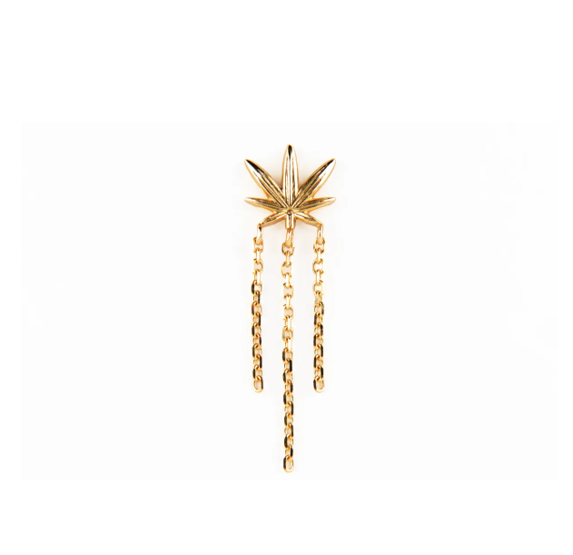 14k Gold Burn Triple Chain Dangle Threadless