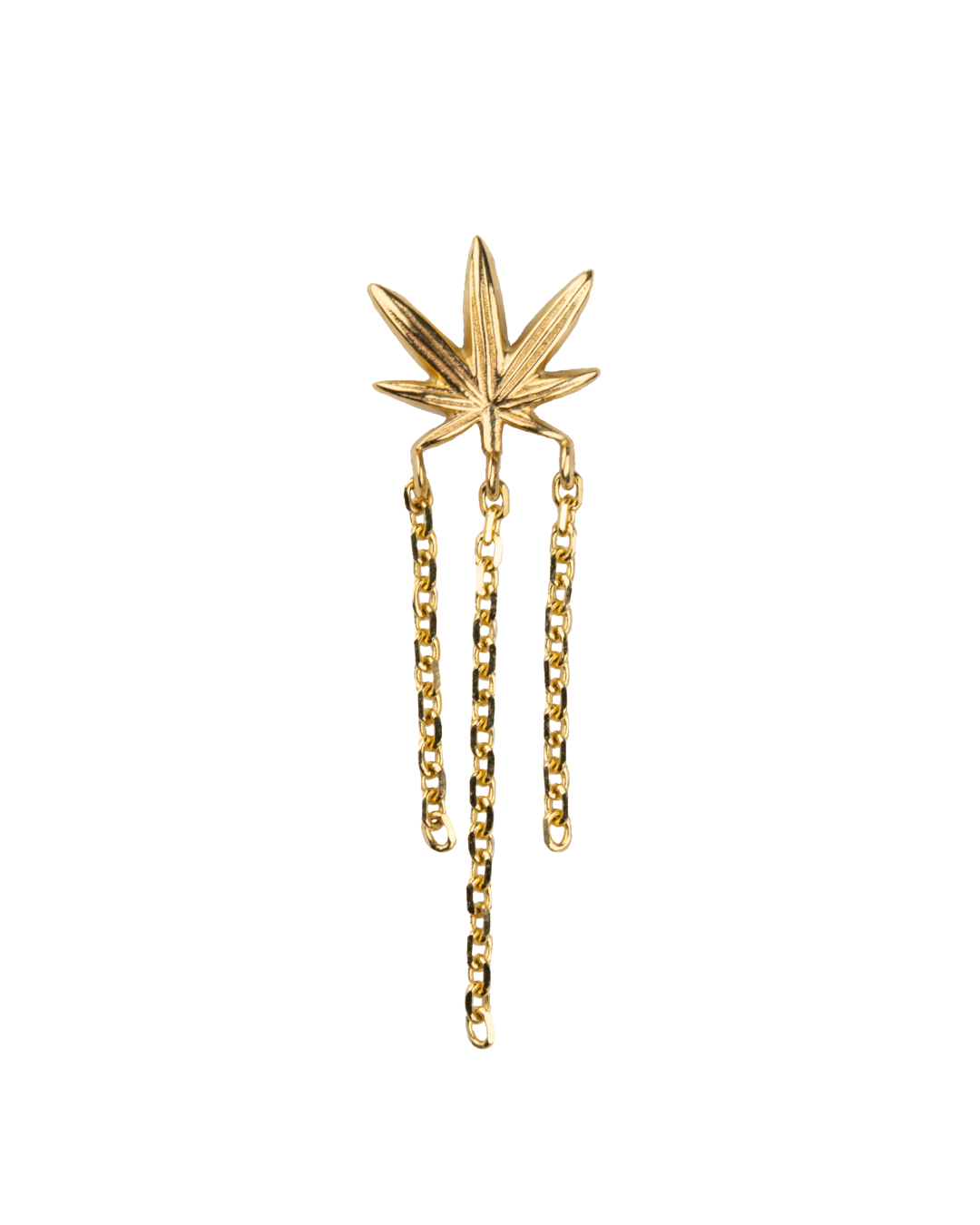 14k Gold Burn Triple Chain Dangle Threadless