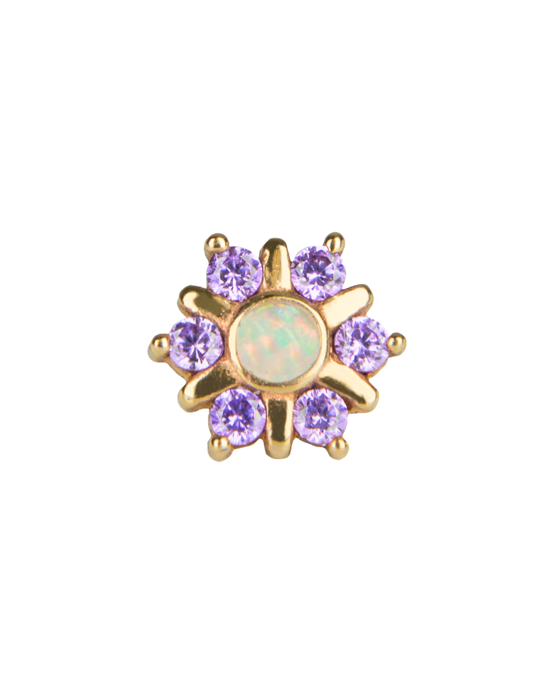 14K Gold Lavender and Opal Starburst Threadless Top