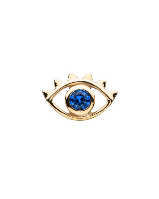 14K Gold Evil Eye Gemstone Threadless Top