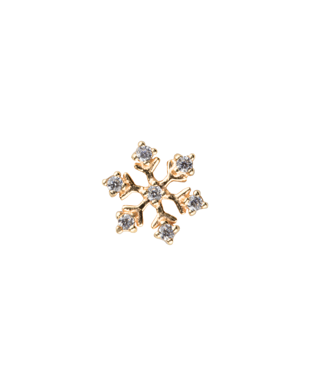 14K Gold Gemstone Mini Snowflake Threadless Top